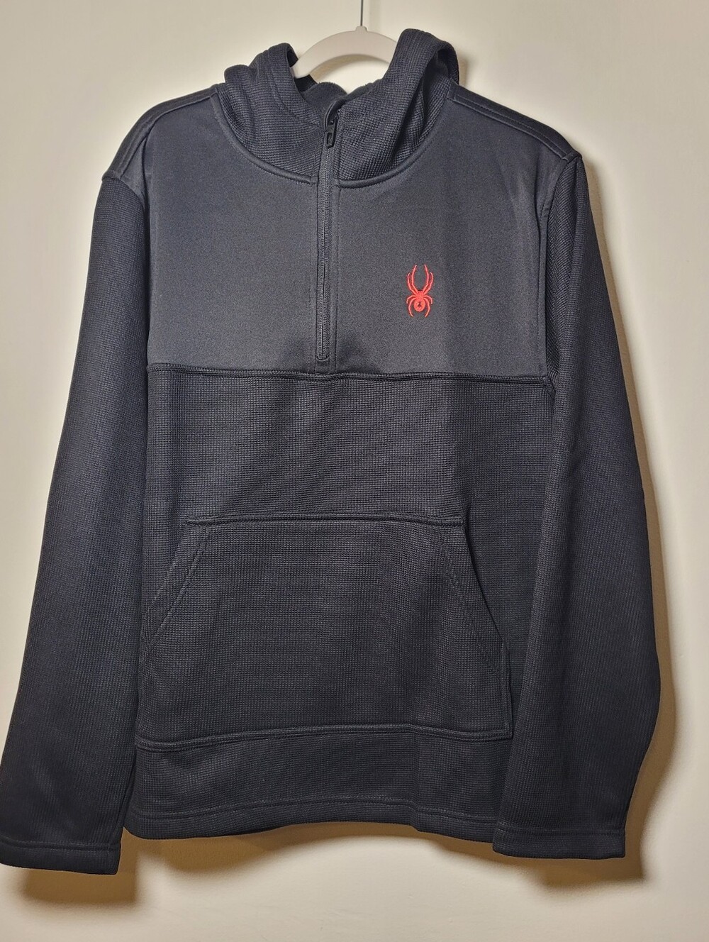 Spyder Men's Black Quater Zip Hoodie Sweater Large  Pockets Blokecore